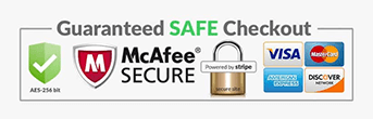 Pagamento sicuro: checkout protetto, McAfee Secure, carte accettate